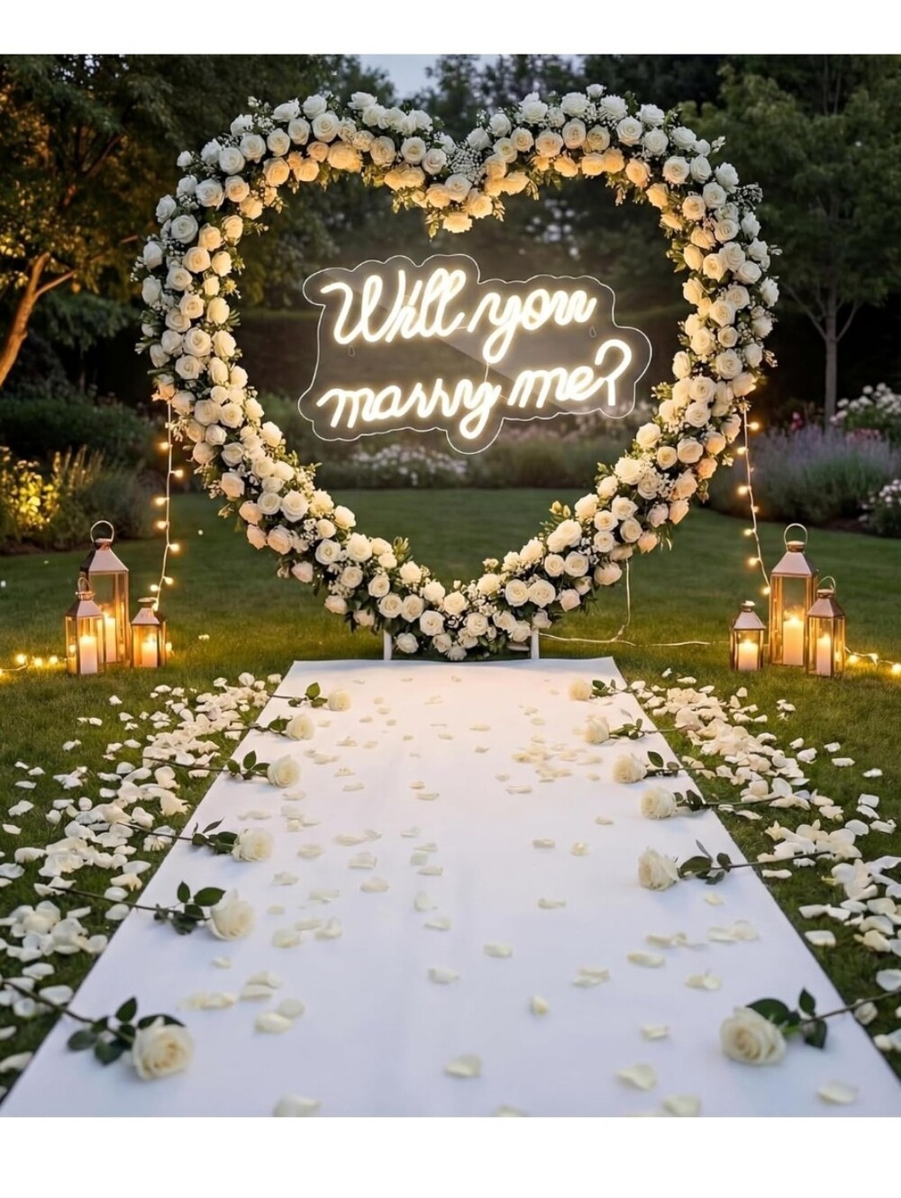 Proposal Decorations Kit Will You Marry Me LED Neon Light Metal Heart Stand Carp